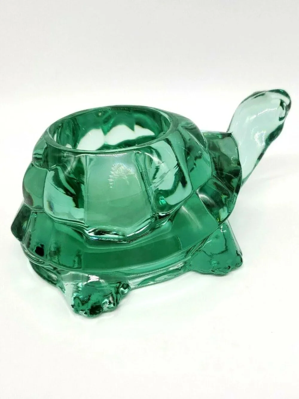 Vintage Indiana Glass Green Turtle Tealight or Votive Candle Holder